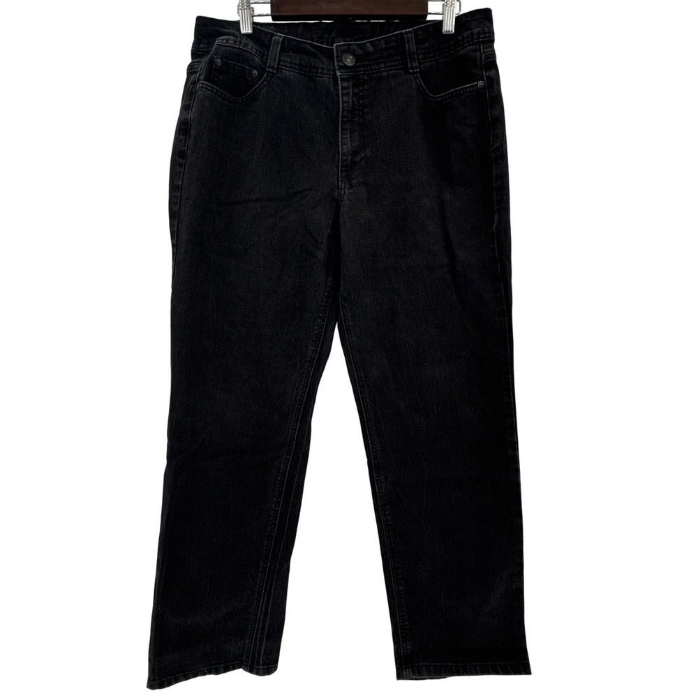 Charter Club Jeans Women 14 Black Classic Fit Straight Leg‎ Stretch Denim